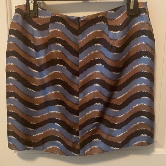 Leona by Lauren Leonard Blue/Brown Retro Silk Mini Skirt - Picture 4 of 6